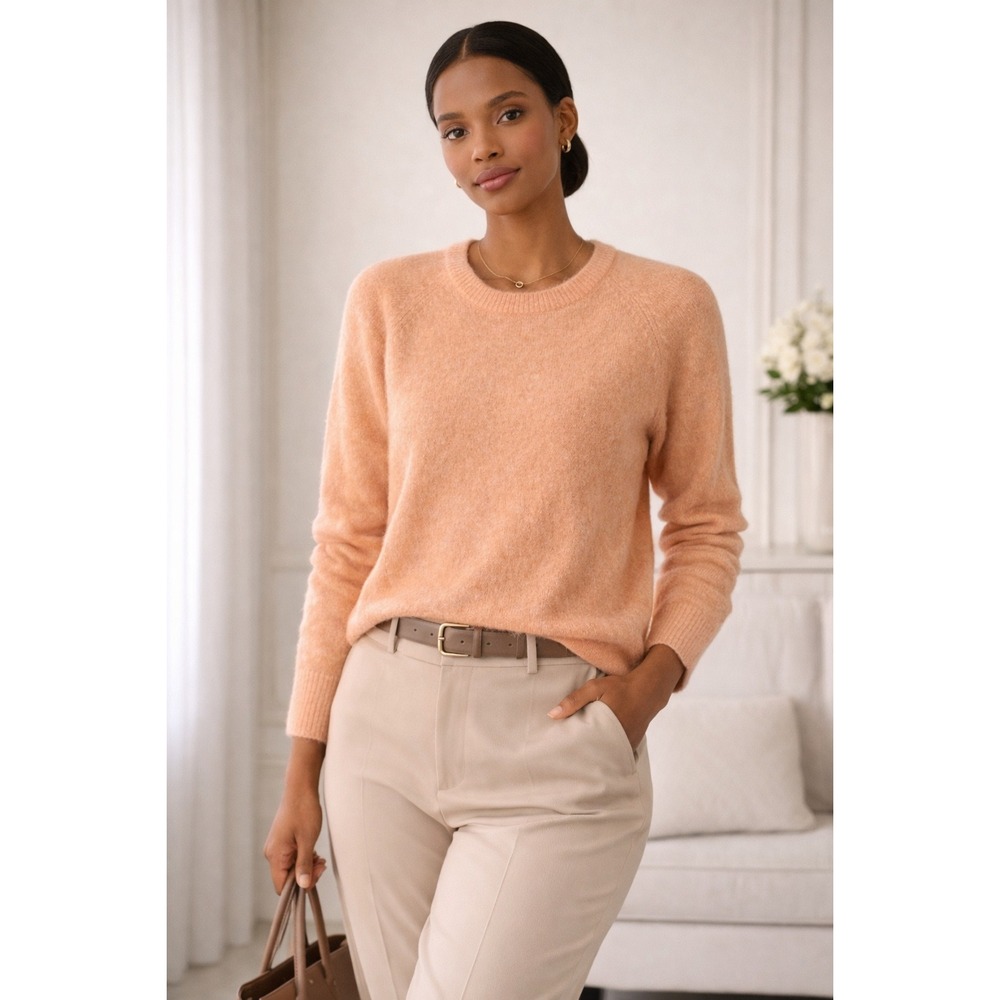 Samsøe Samsøe Peach‎ Alpaca Wool Blend Crew Neck Sweater Size Medium Quiet Lux